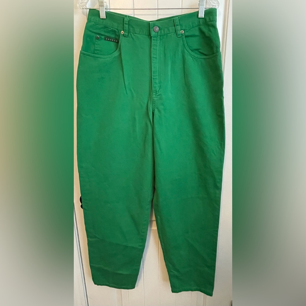 Lauren Ralph Lauren, Vintage 1990’s women’s green straight leg pants.